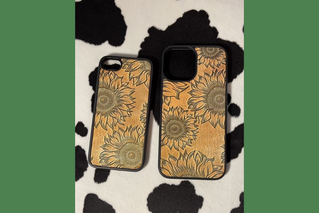 Leather Sunflower Phone Case